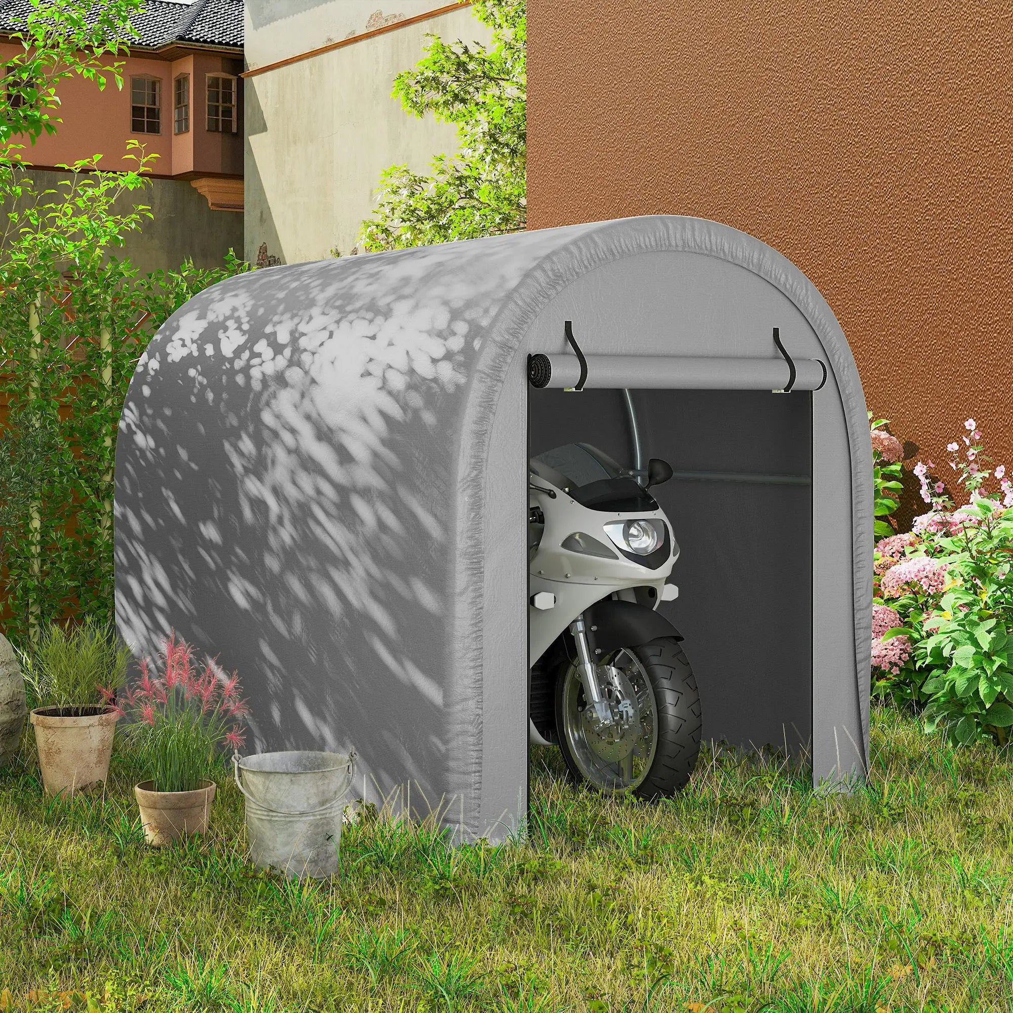 8' x 5' Portable Shed, Water-Resistant Bike Tent with Roll-up Zipper Door Portable Shed at Gallery Canada