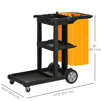 Janitorial Cart With 3 Shelves, Cleaning Cart On Wheels, Black Household Supplies at Gallery Canada