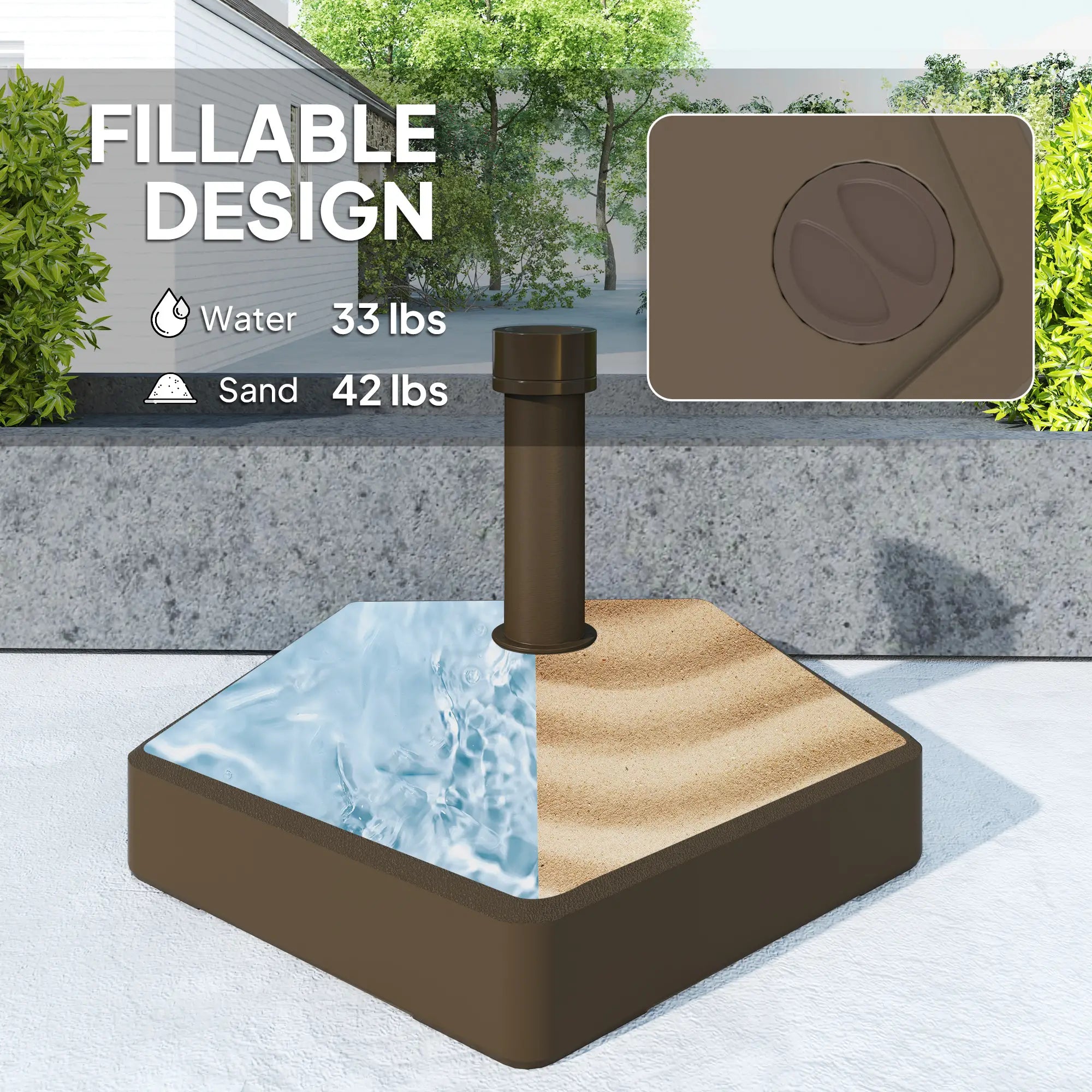 Heavy Duty Outdoor Umbrella Stand Base, Brown Umbrella Bases at Gallery Canada