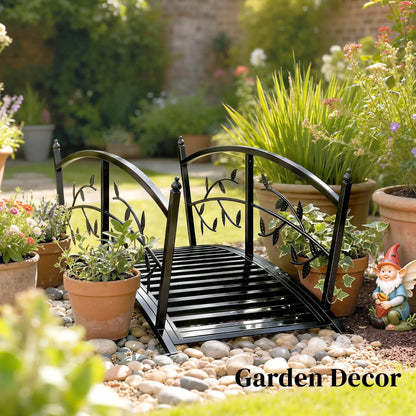 4 FT Metal Garden Bridge, Safety Railings, Outdoor Pond, Arch Footbridge Garden Decor at Gallery Canada