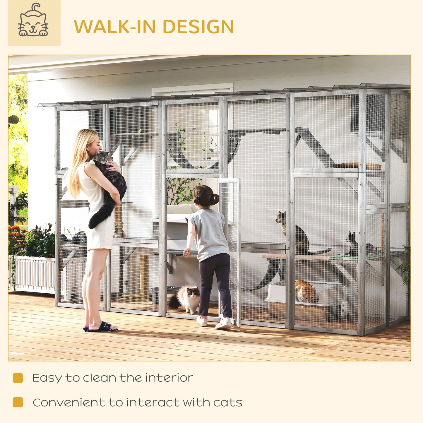 Large Outdoor Catio, Condos, Platforms, Doors, Ladders, Weather-Resistant Roof, Grey Outdoor Cat Enclosures at Gallery Canada