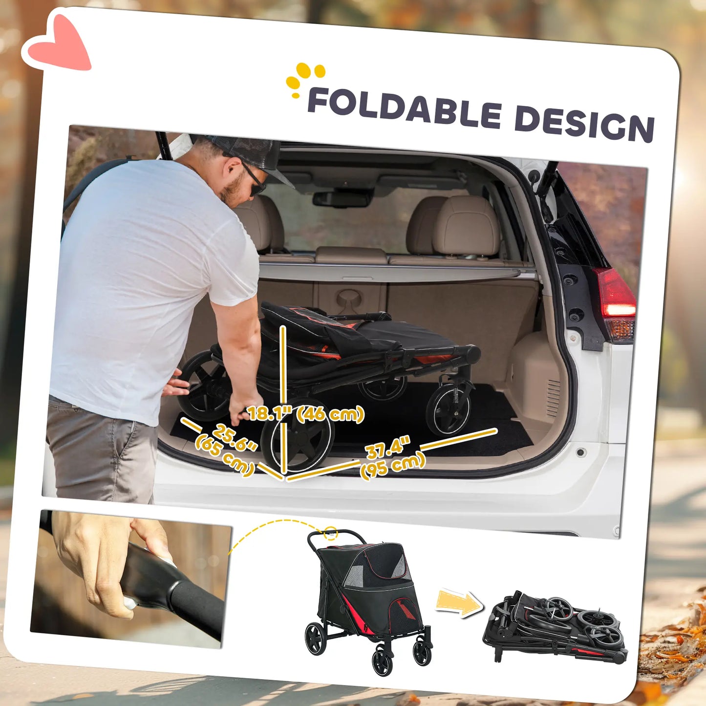 Foldable Pet Stroller, Universal Wheels, Shock Absorber, for Large & Medium Dogs, Black Dog Bike Trailers & Strollers at Gallery Canada