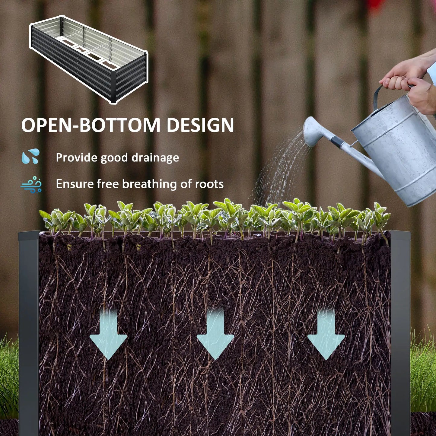 8x2.6x1.5ft Galvanized Raised Garden Bed, Outdoor Planter Box, Dark Grey Raised Garden Beds at Gallery Canada