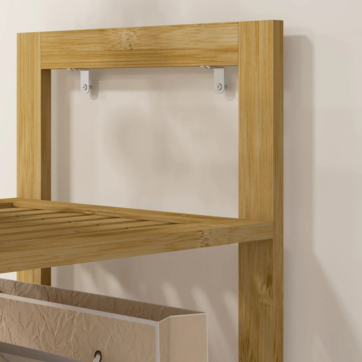 66" x 14" Standing Mirror, 6-Tier Shelf, Full Body Floor Mirror, Nature Wood Bathroom Cabinets at Gallery Canada