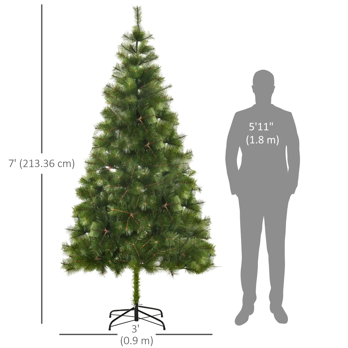 7 FT Artificial Pine Christmas Tree, 505 Branches, Green Artificial Christmas Trees at Gallery Canada