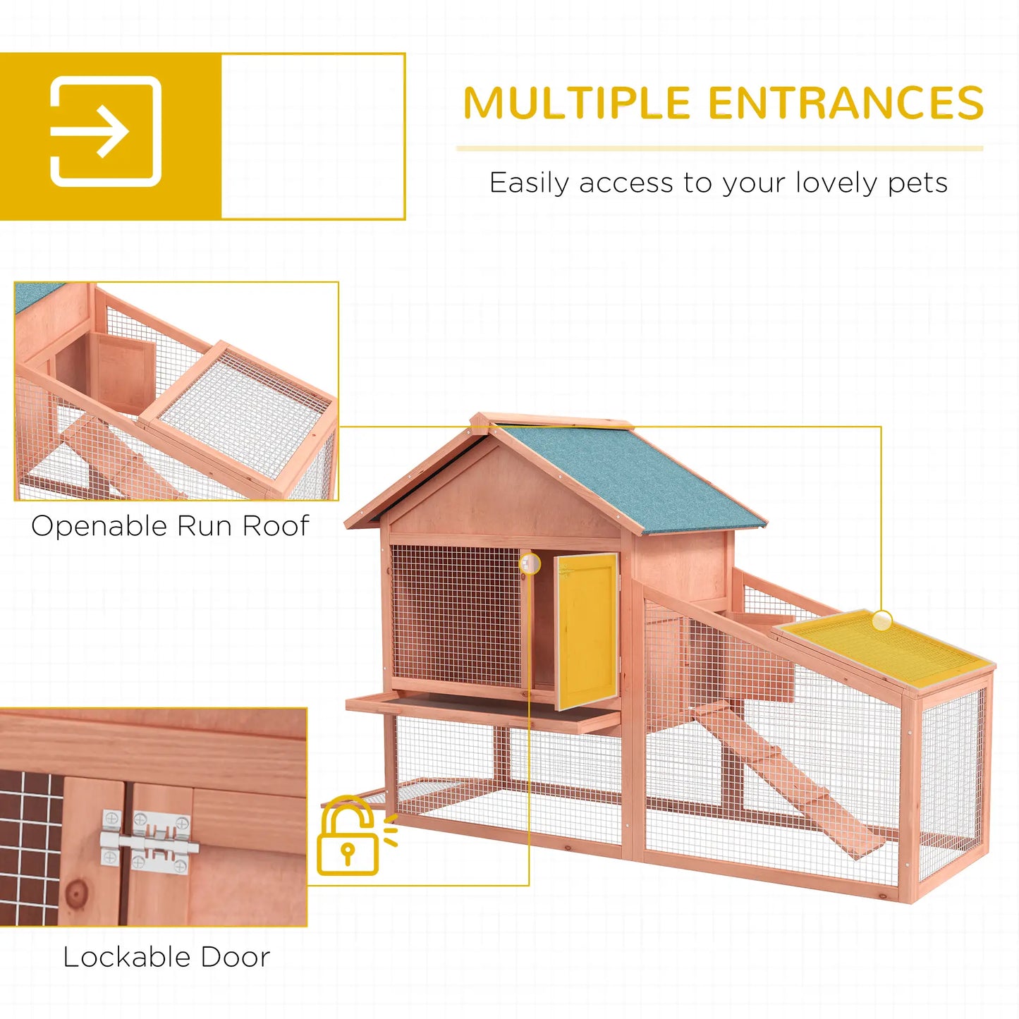 2 Tier Rabbit Hutch, Bunny House Guinea Pig Cage, Removable Tray, Ramp, Asphalt Roof Rabbit Hutch at Gallery Canada