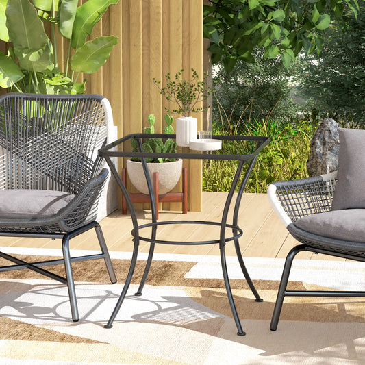 Square Metal Bistro Table, 23.6" x 23.6" x 27.6", Black Patio Side Tables Black at Gallery Canada
