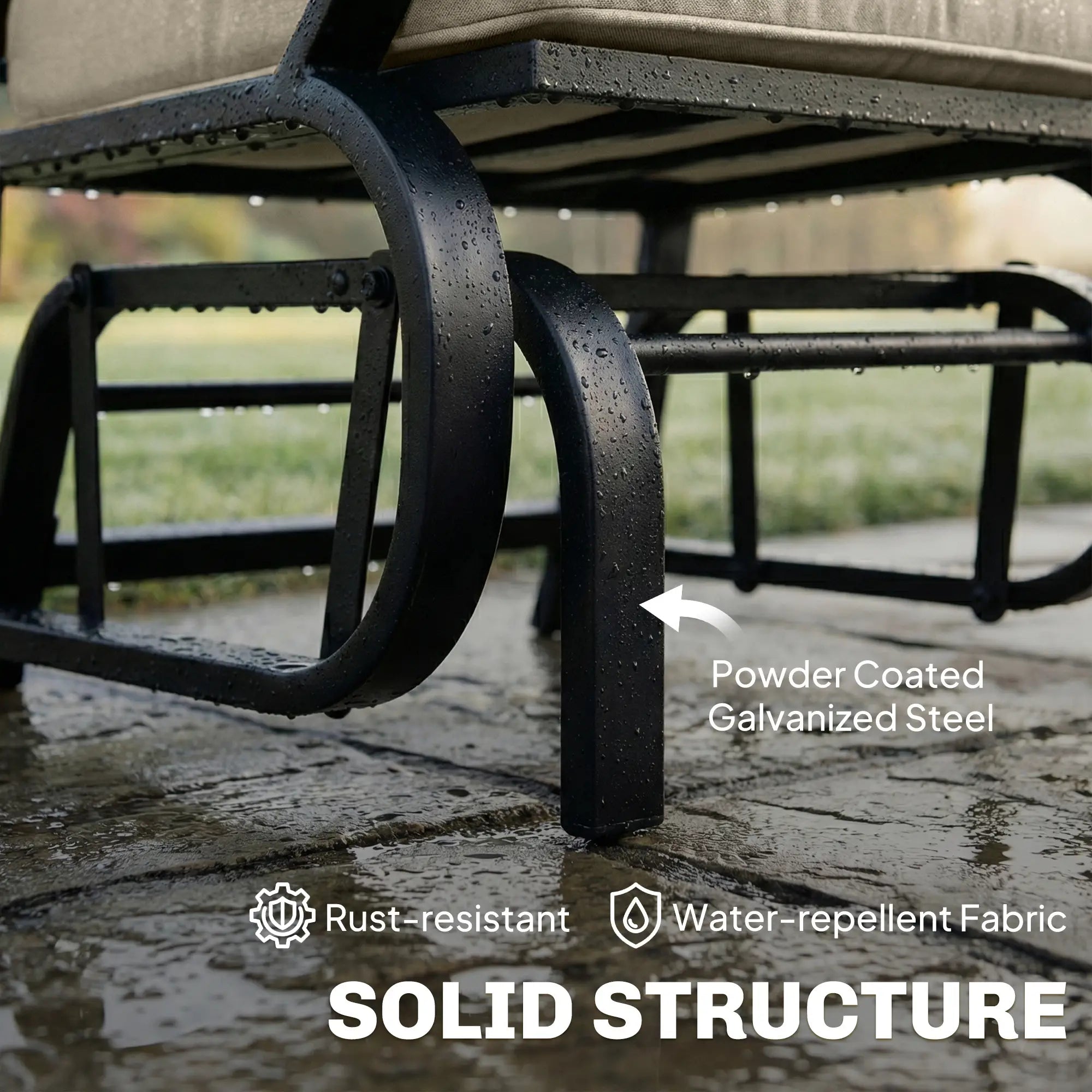 Patio Glider Chair With Cushions, Steel Frame, Curved Armrests, Beige Outdoor Gliders at Gallery Canada