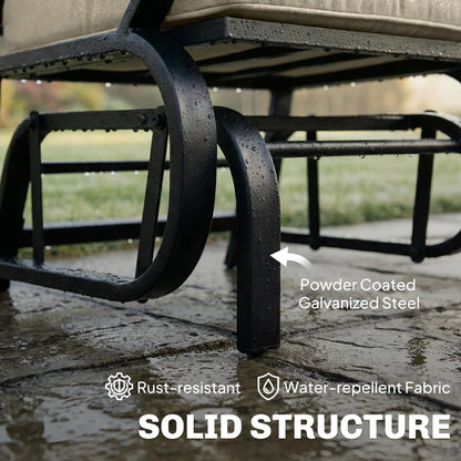 Patio Glider Chair With Cushions, Steel Frame, Curved Armrests, Beige Outdoor Gliders at Gallery Canada