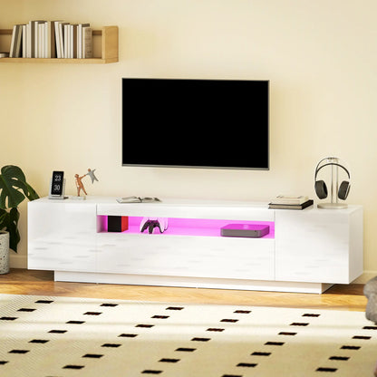 TV Stand for 65-85 Inch TV, RGB LED Lights, White TV Stands at Gallery Canada