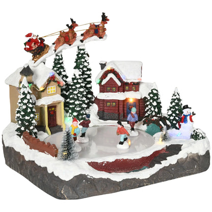 Animated Christmas Village Set, Santa Deer Skating Pond, LED Light, Multicolored Christmas Village Houses Multi Colour at Gallery Canada