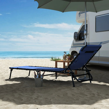 Outdoor Folding Lounge Chair, 4-Level Adjustable, Navy Blue Lounger Chairs at Gallery Canada