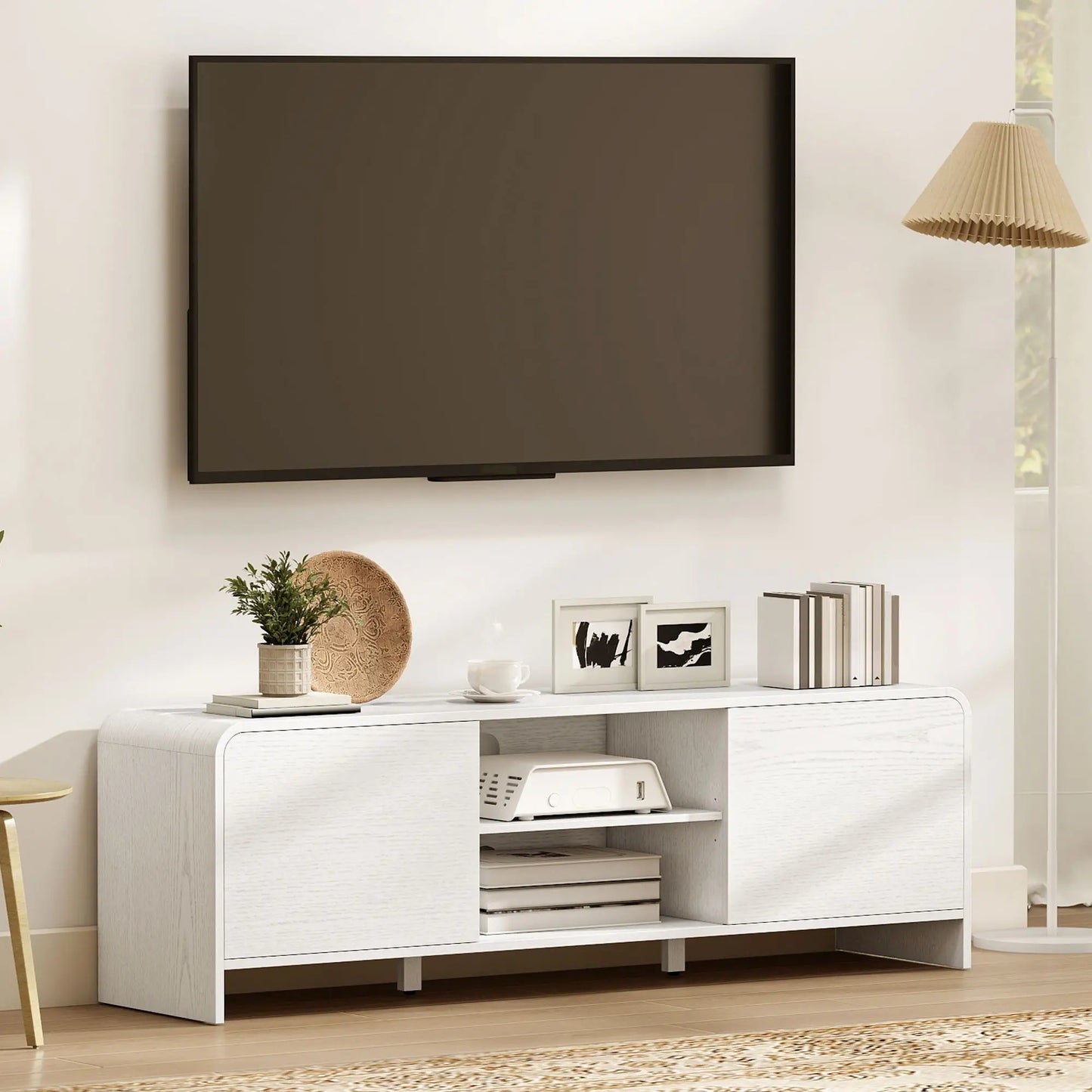 TV Stand For 65 Inch TV, 2 Cabinets 2 Shelves, White TV Stands at Gallery Canada