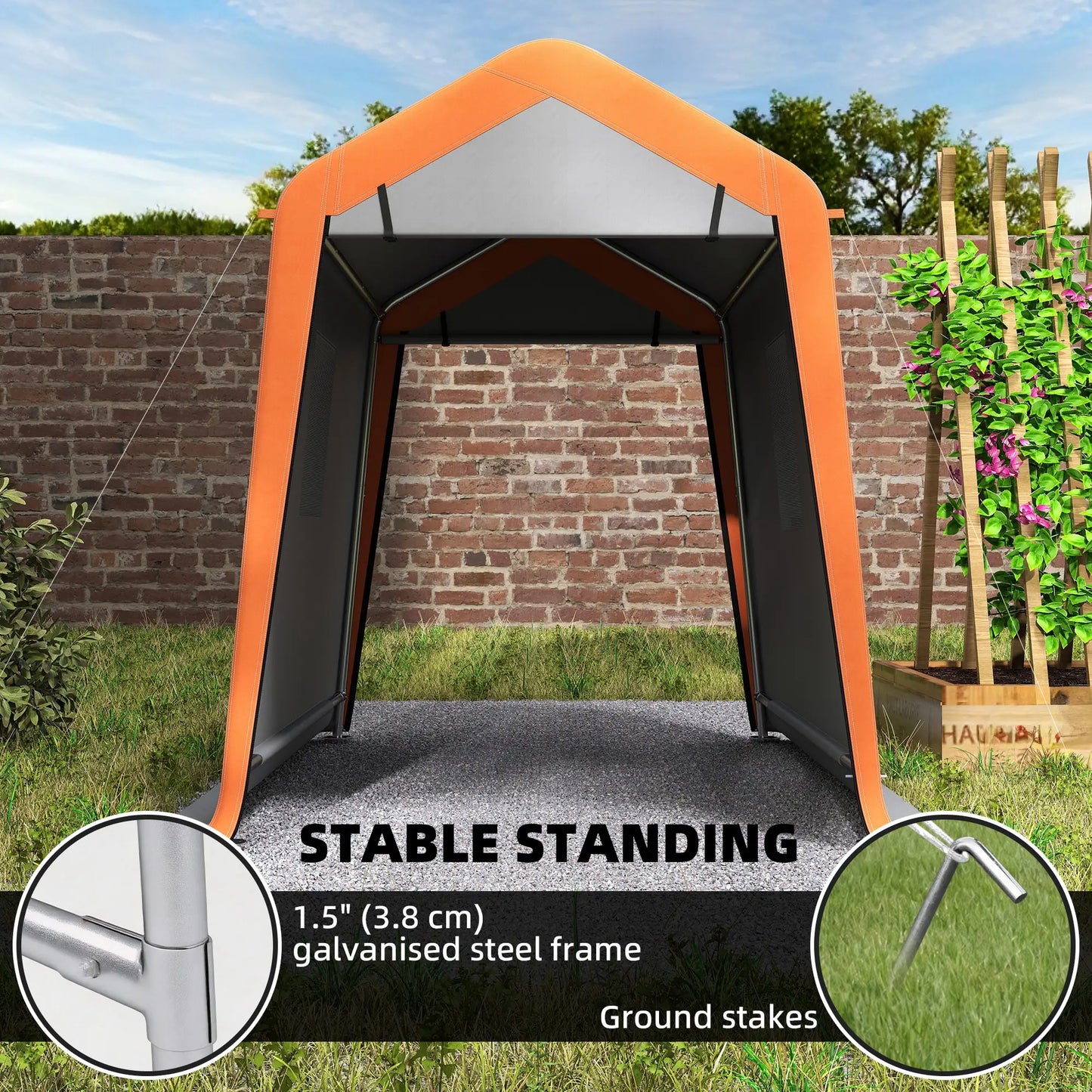 6' x 8' Portable Storage Shed Tent, Waterproof Motorcycle Bike Tent, Light Grey Car Shelters at Gallery Canada