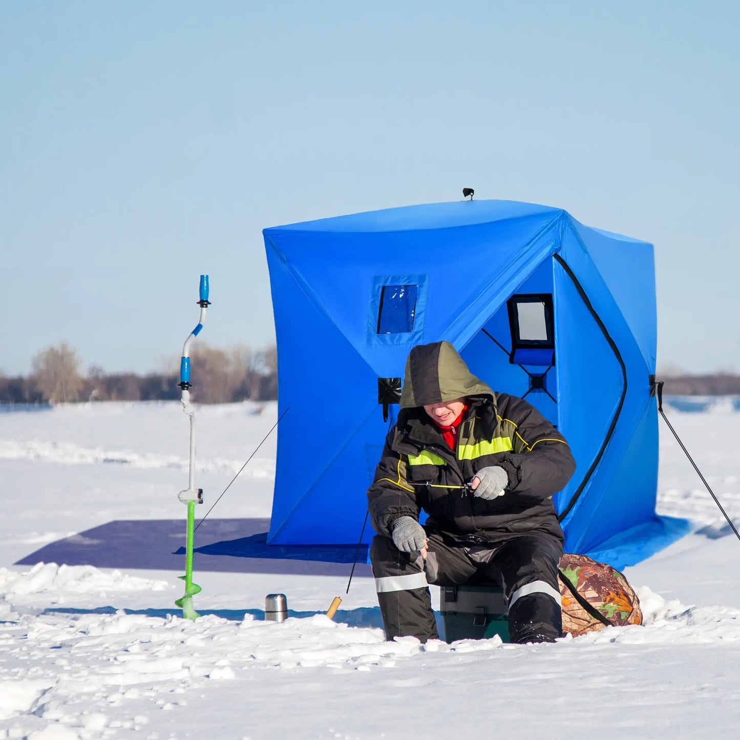 2 Person Pop Up Ice Fishing Tent, with Carry Bag, Blue Ice Fishing Tents at Gallery Canada