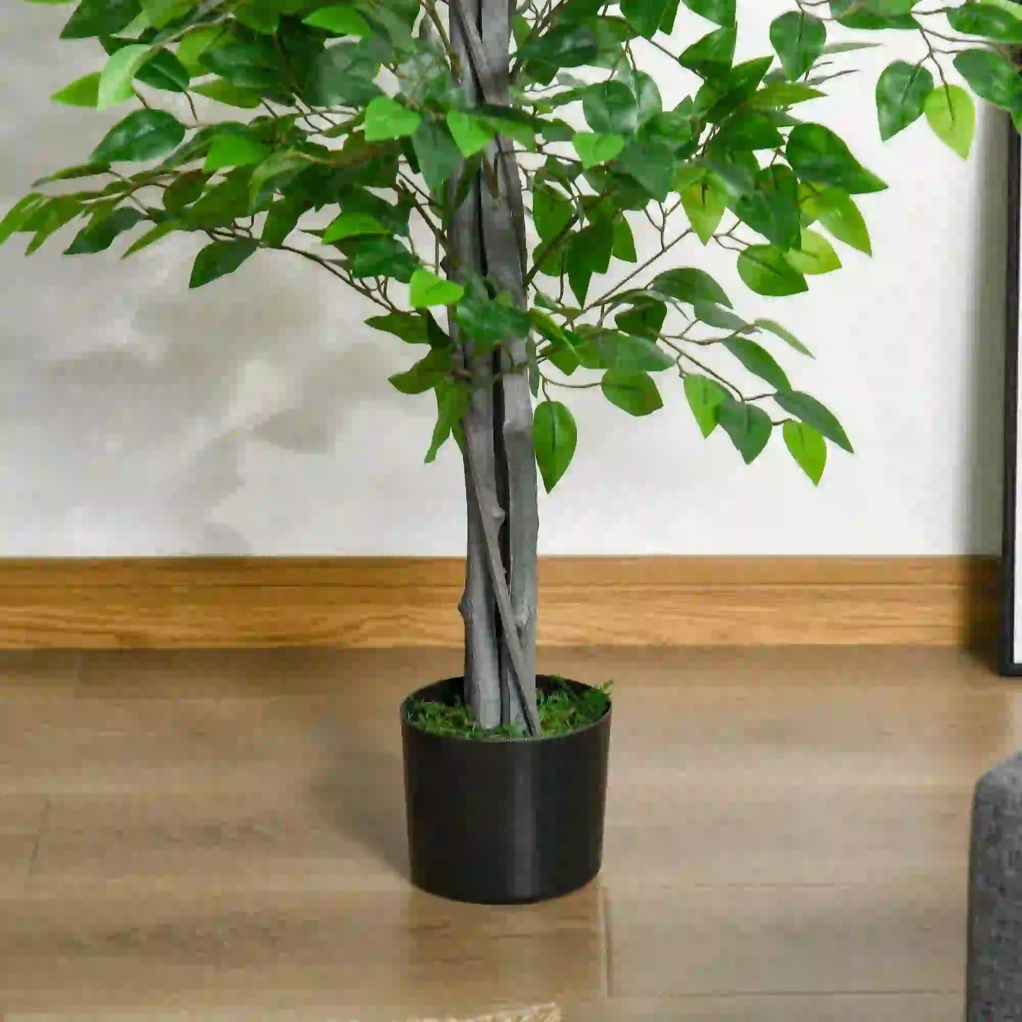 4.5ft Ficus Artificial Plant, Realistic Leaves, Potted, Green Artificial Trees at Gallery Canada
