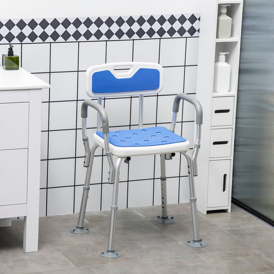 Adjustable Shower Chair with Arms and Back, Bath Chair with Padded Seat, Anti-slip Shower Bench for Seniors and Disabled, Tool-Free Assembly, 299lbs - Gallery Canada