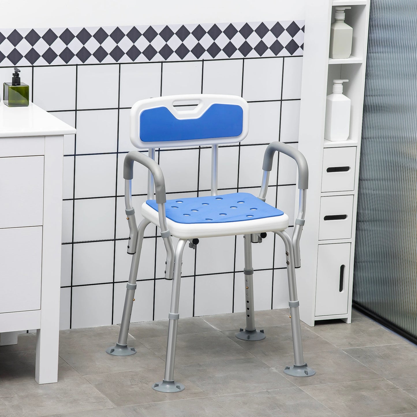 Adjustable Shower Chair with Arms, Back, Anti-Slip Seat, 299lbs Bath Chairs at Gallery Canada