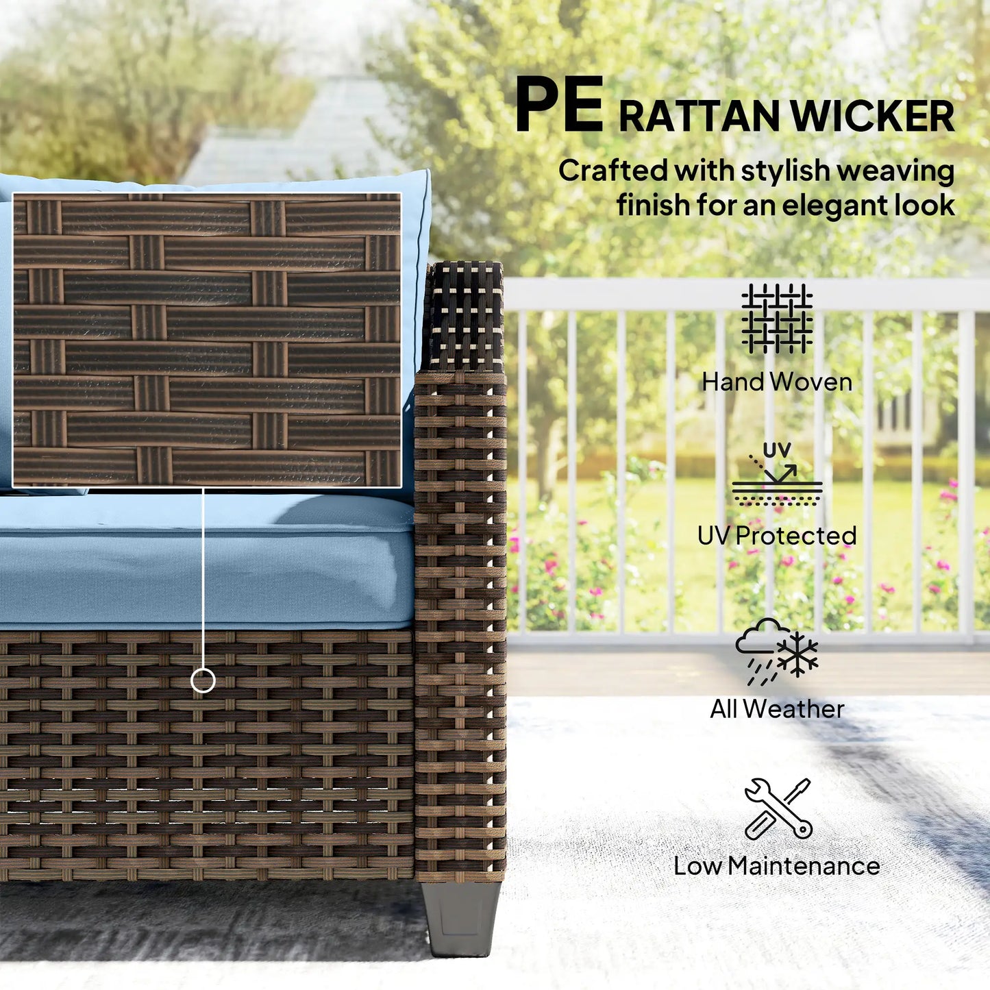 PE Wicker Outdoor Couch Sofa, 4-Seater Modular Patio Furniture, Blue Patio Furniture Sets at Gallery Canada
