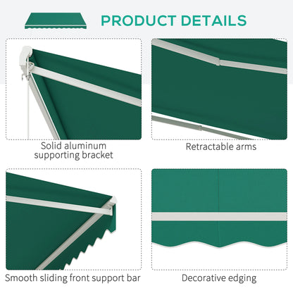 13' x 10' Retractable Electric Awning, Sun Shade Shelter, Remote, Green Deck Awnings at Gallery Canada