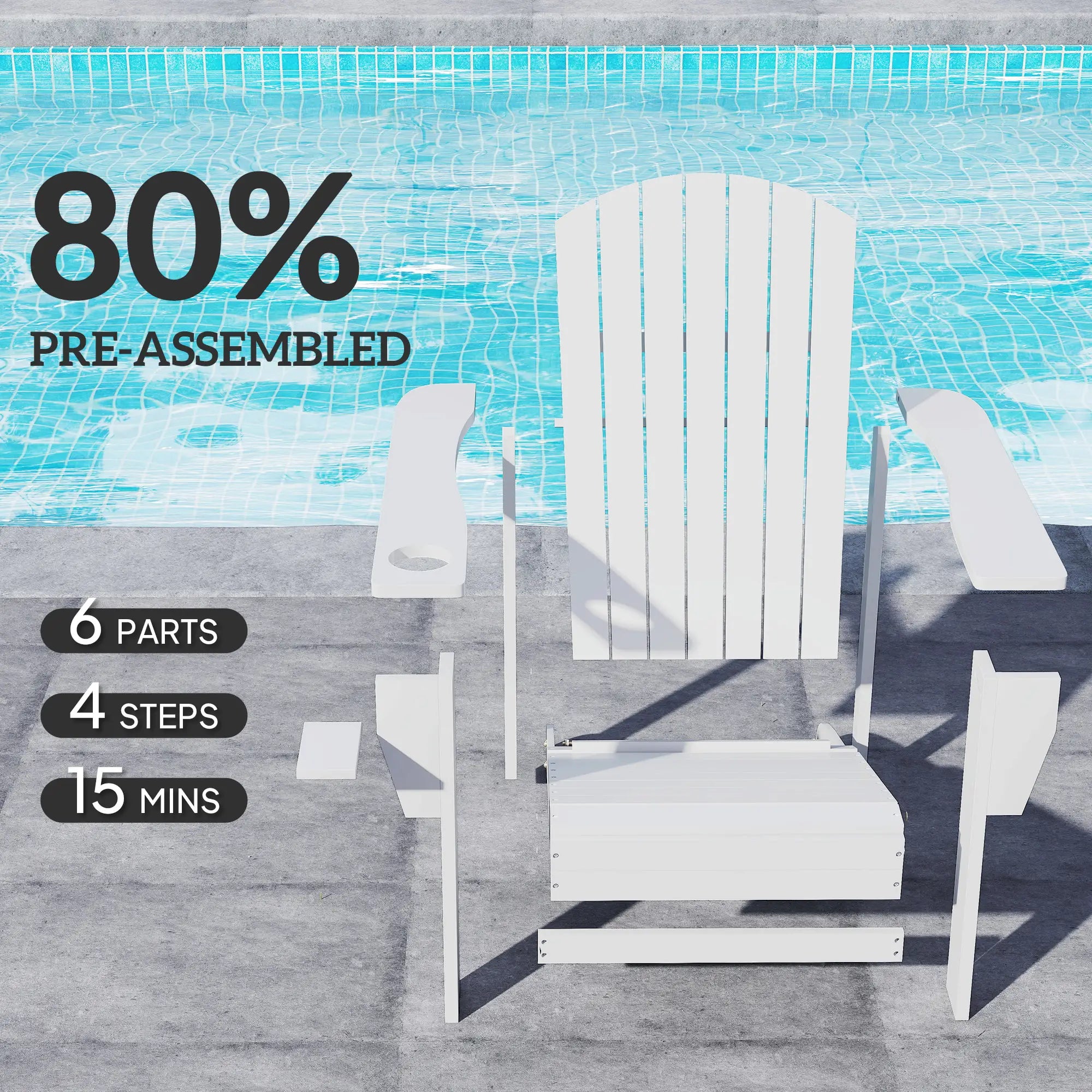 Classic Adirondack Chair, Garden Deck Chair with Cup Holder, White Patio Chairs at Gallery Canada