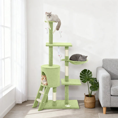 53 Inch Cat Tree Tower, Kitten Activity Centre, Green Cat Towers at Gallery Canada