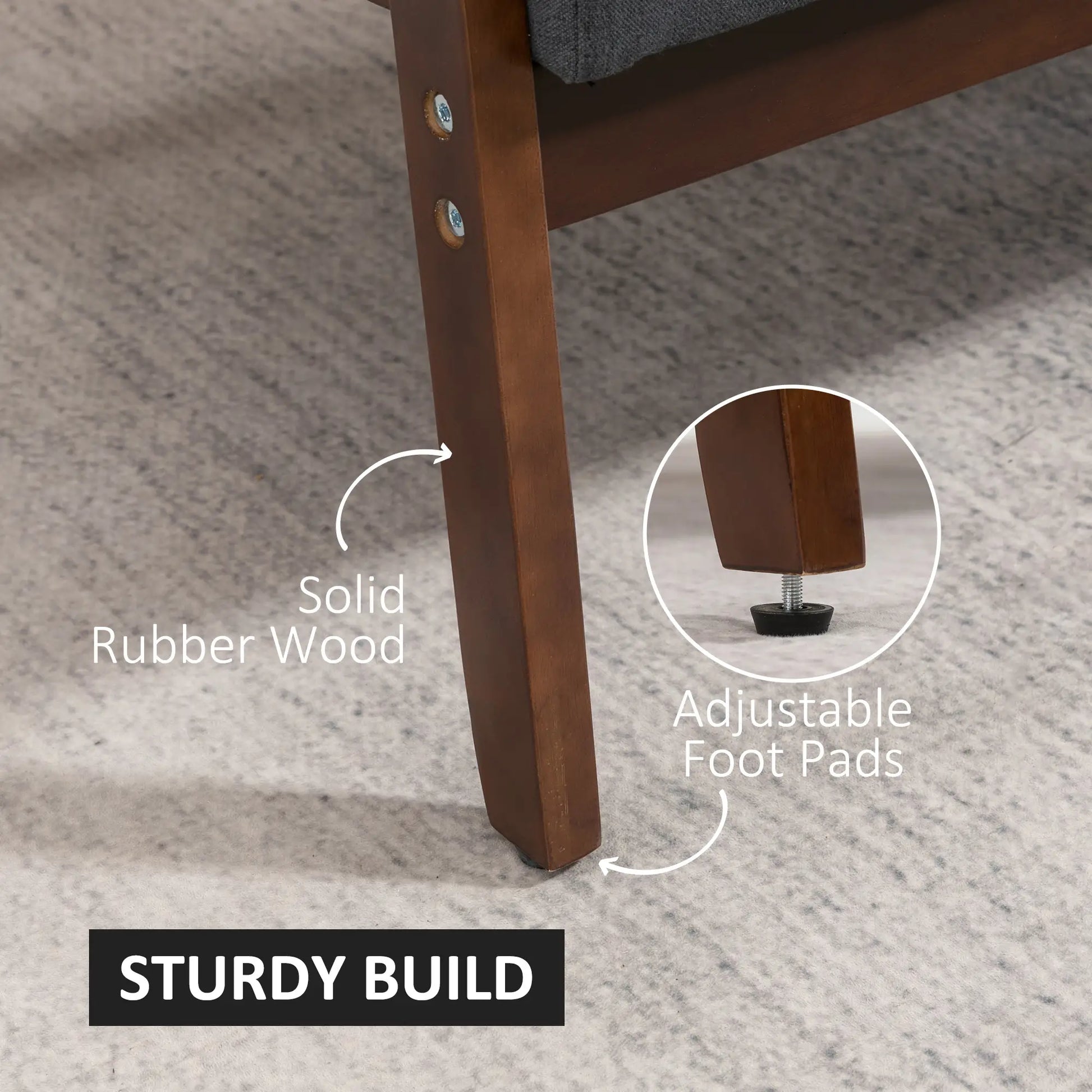 Compact Loveseat Sofa, Linen Fabric, Rubber Wood Legs, Dark Grey 2-Seater Sofas at Gallery Canada