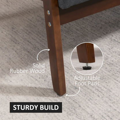 Compact Loveseat Sofa, Linen Fabric, Rubber Wood Legs, Dark Grey 2-Seater Sofas at Gallery Canada