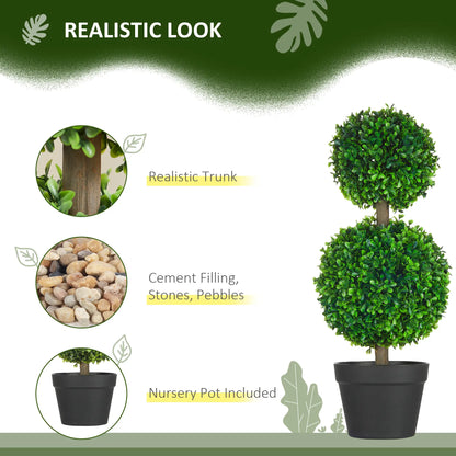 Artificial Boxwood Topiary Tree Set Of 2, Faux Plant In Pot, Green Artificial Trees at Gallery Canada