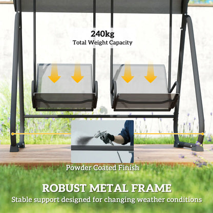 Patio Swing Chair w/Adjustable Canopy Outdoor Porch Swing Glider w/Dual Independent Seats 2-Seat Grey Patio Swings with Stand at Gallery Canada