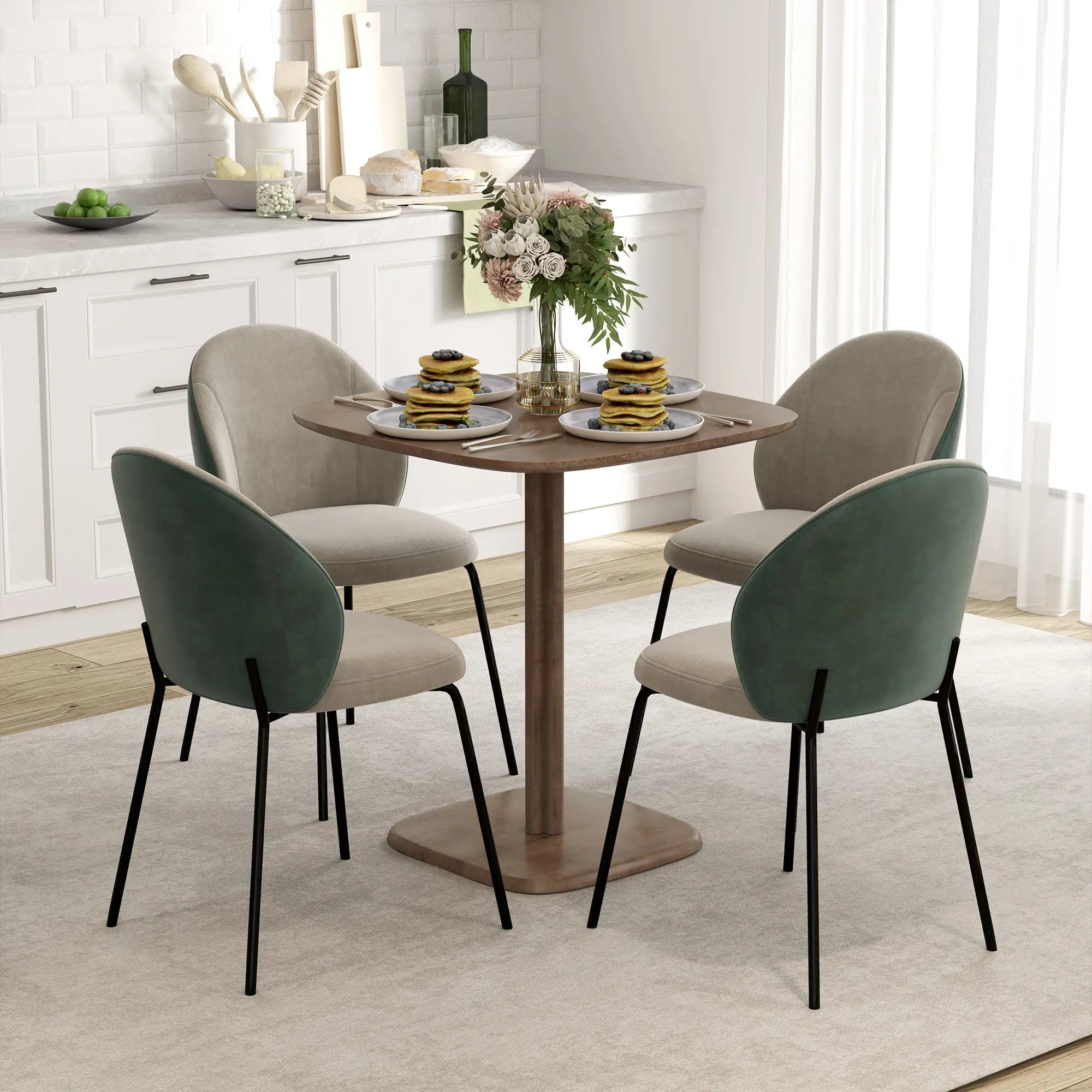 Modern Dining Table For 4, Wood-Effect Top, 27.6