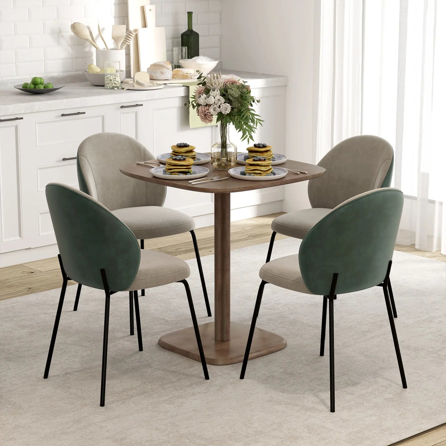 Modern Dining Table For 4, Wood-Effect Top, 27.6" x 27.6", Dark Brown Dining Tables at Gallery Canada