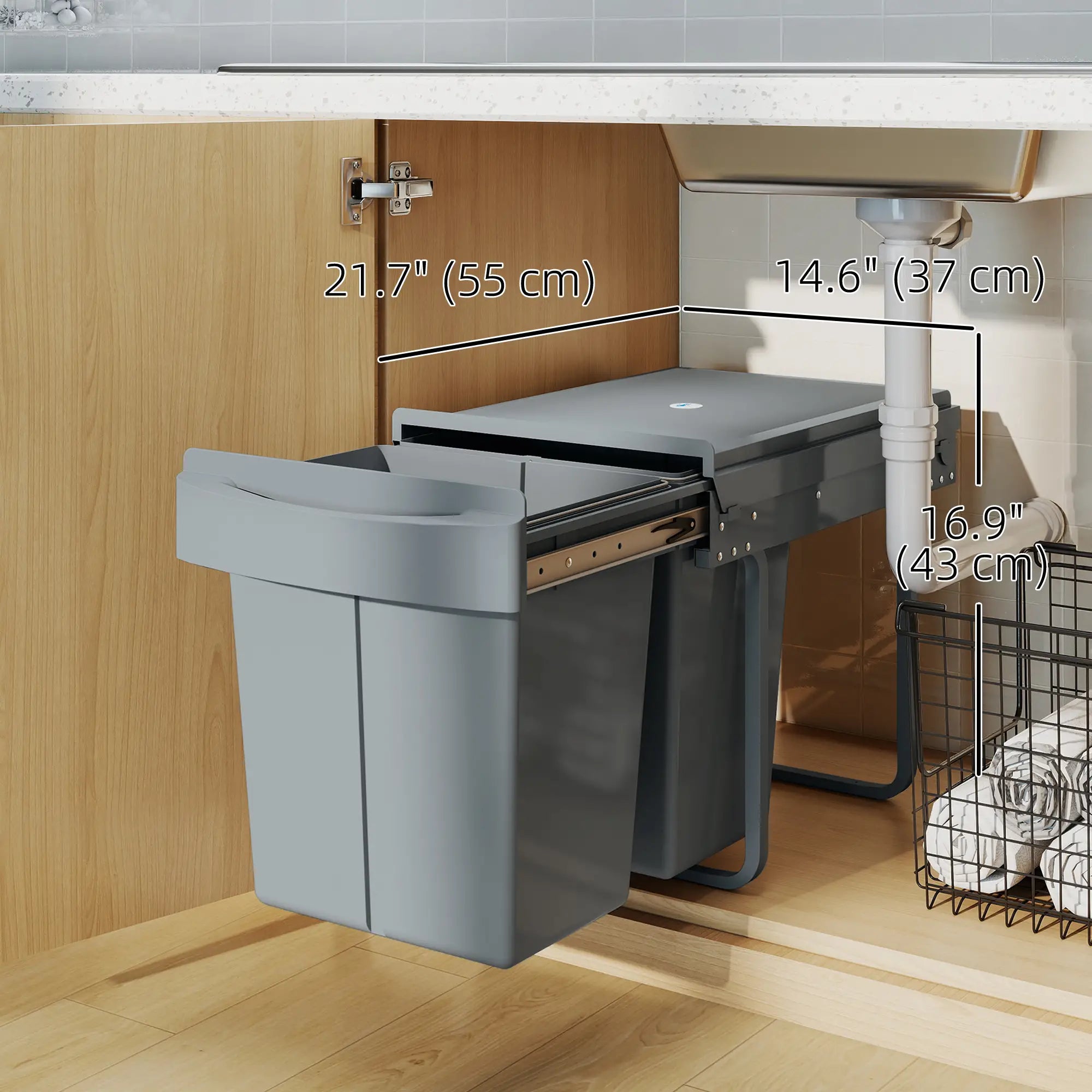 Pull Out Trash Can Under Cabinet, 10.6 Gallon, Grey Household Supplies at Gallery Canada