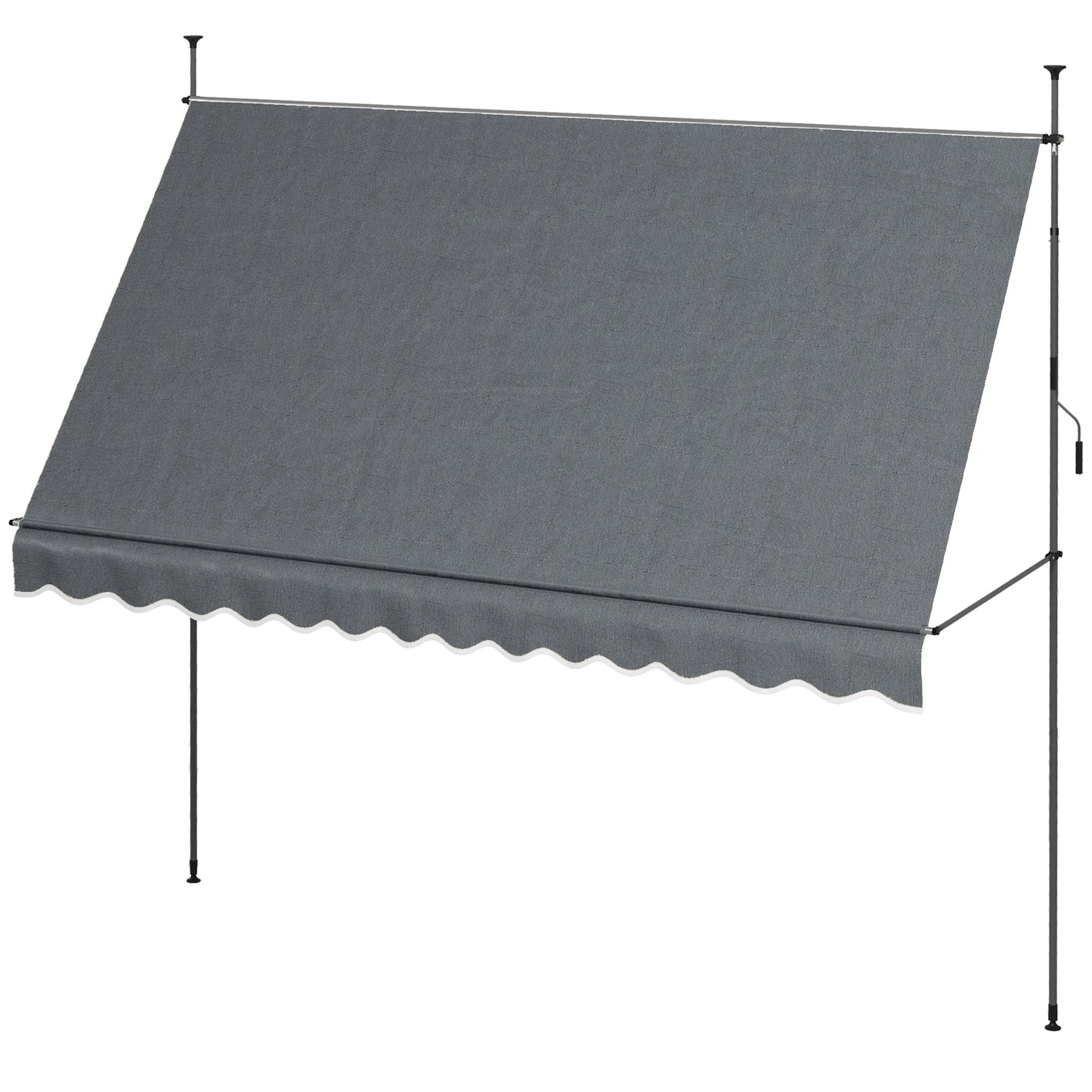 11.5' x 4' Manual Retractable Awning, Freestanding, UV Resistant, Dark Grey Patio Awnings Dark Grey at Gallery Canada