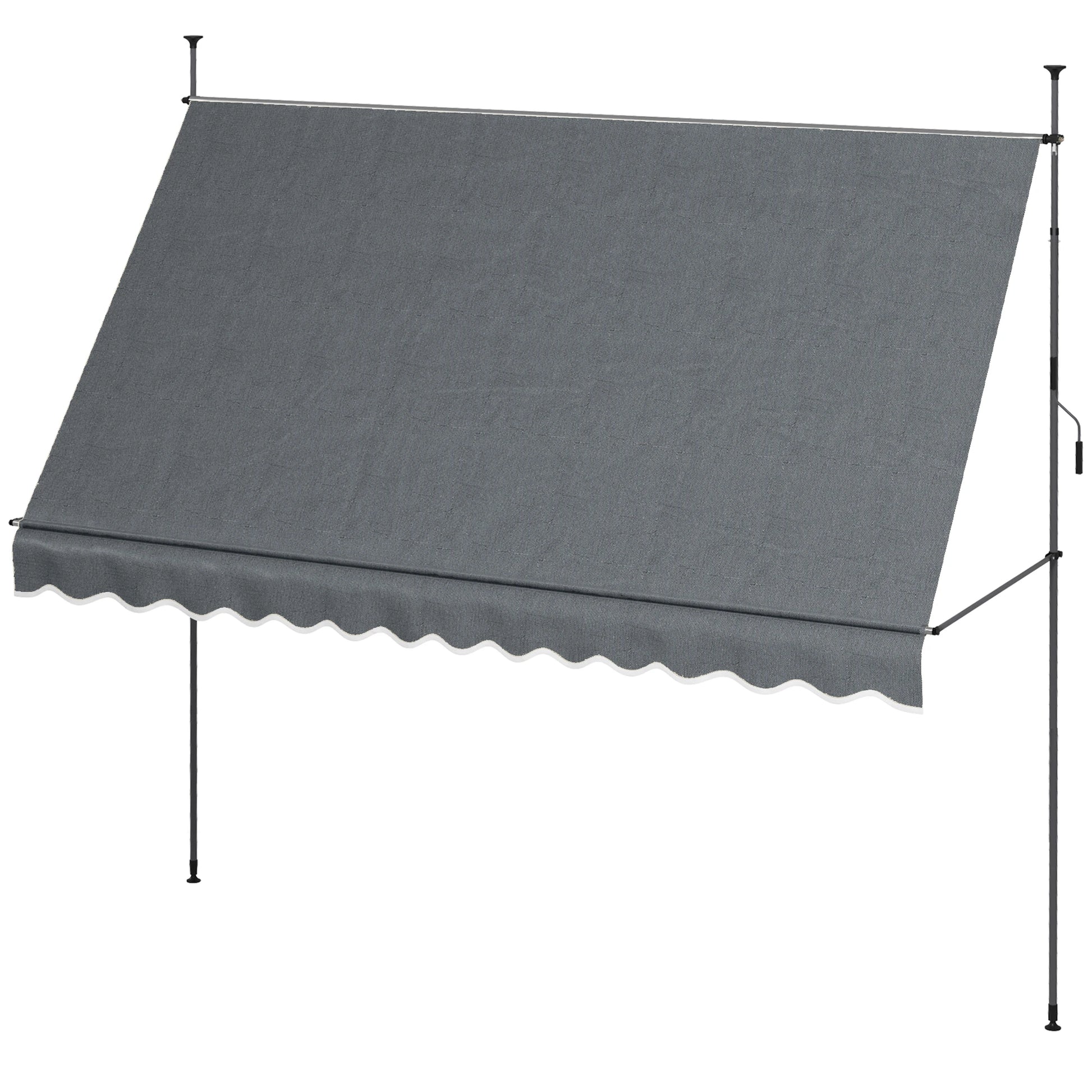 11.5' x 4' Manual Retractable Awning, Freestanding, UV Resistant, Dark Grey Patio Awnings Dark Grey at Gallery Canada