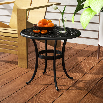 23.6" Round Outdoor Side Table, Cast Aluminum Frame, Black Patio Side Tables at Gallery Canada