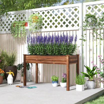 48" x 22" x 30" Jardinière surélevée en bois pour patio, carbonisée