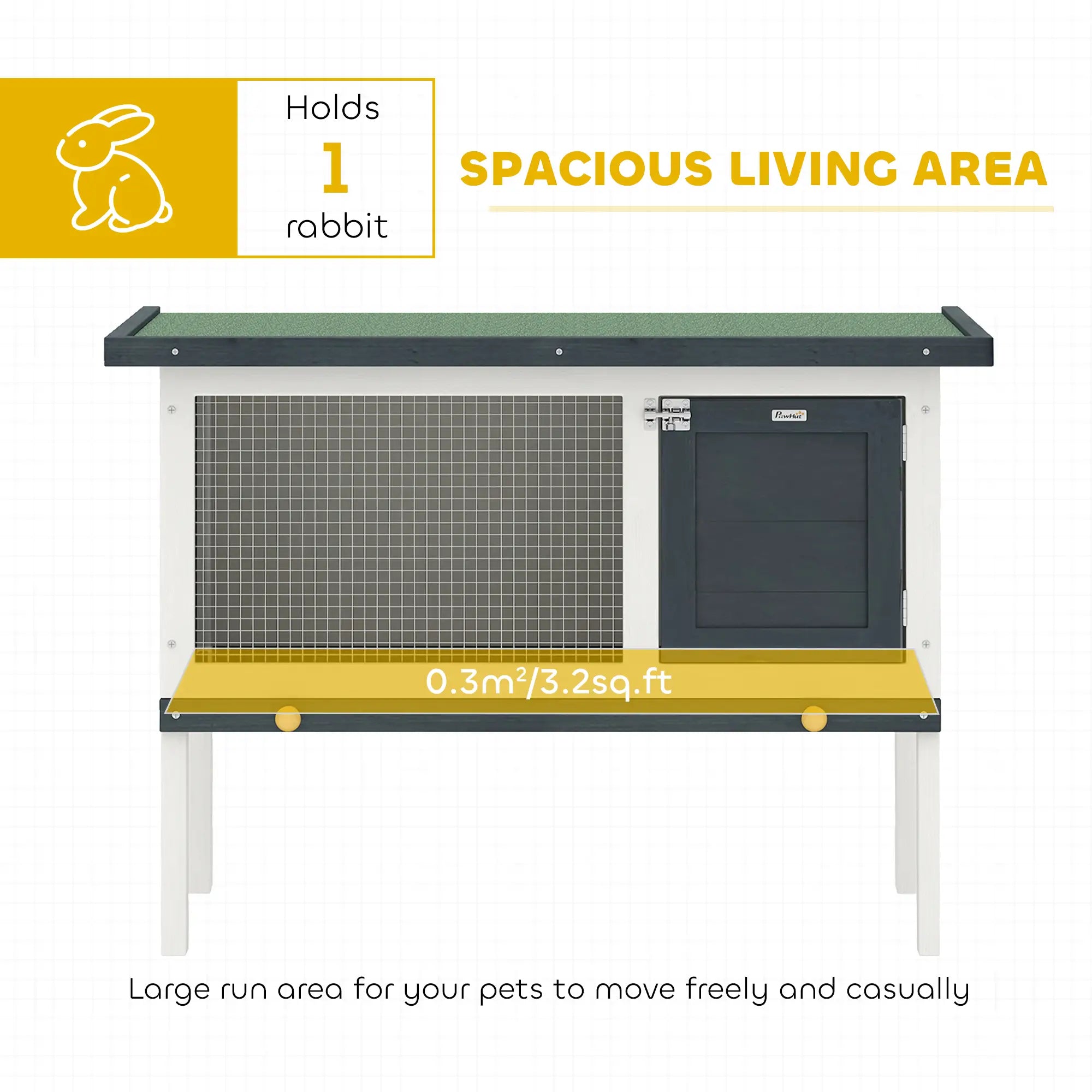 Wooden Outdoor Rabbit Hutch, Slide-Out Tray, Openable Roof, 35