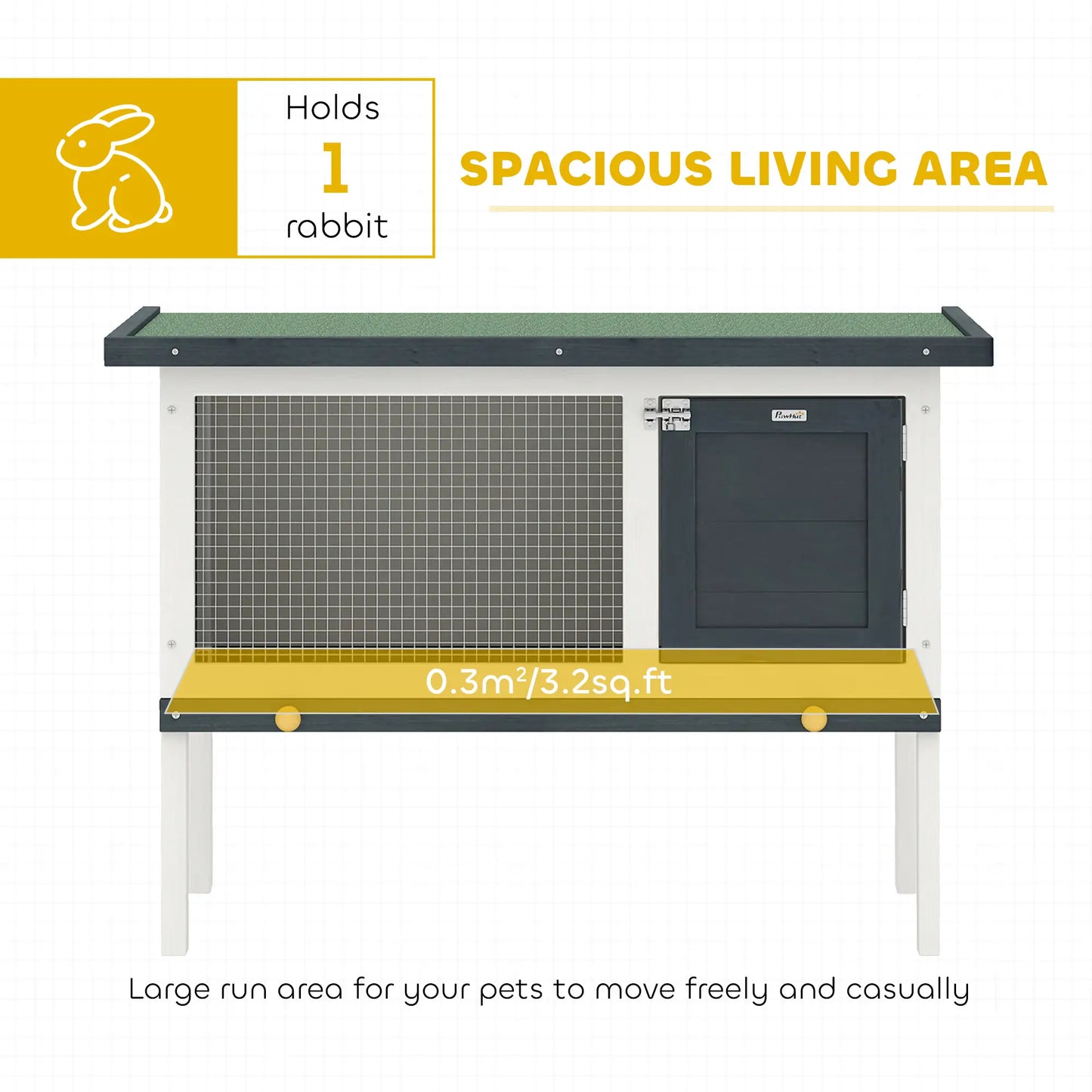 Wooden Outdoor Rabbit Hutch, Slide-Out Tray, Openable Roof, 35" W x 18" D x 26" H, Black Rabbit Hutch at Gallery Canada