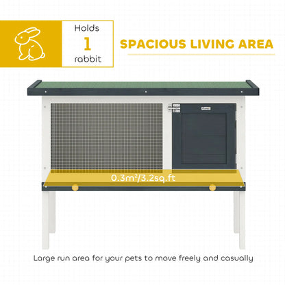 Wooden Outdoor Rabbit Hutch, Slide-Out Tray, Openable Roof, 35" W x 18" D x 26" H, Black Rabbit Hutch at Gallery Canada