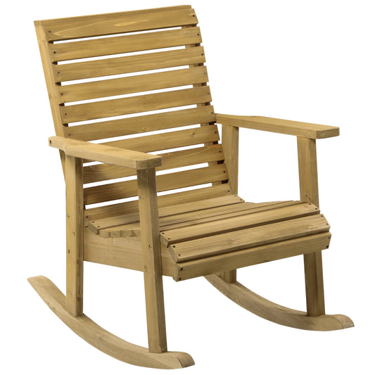 Wooden Outdoor Rocking Chair, Traditional Patio Rocker, Light Brown Outdoor Rocking Chairs Light Brown at Gallery Canada