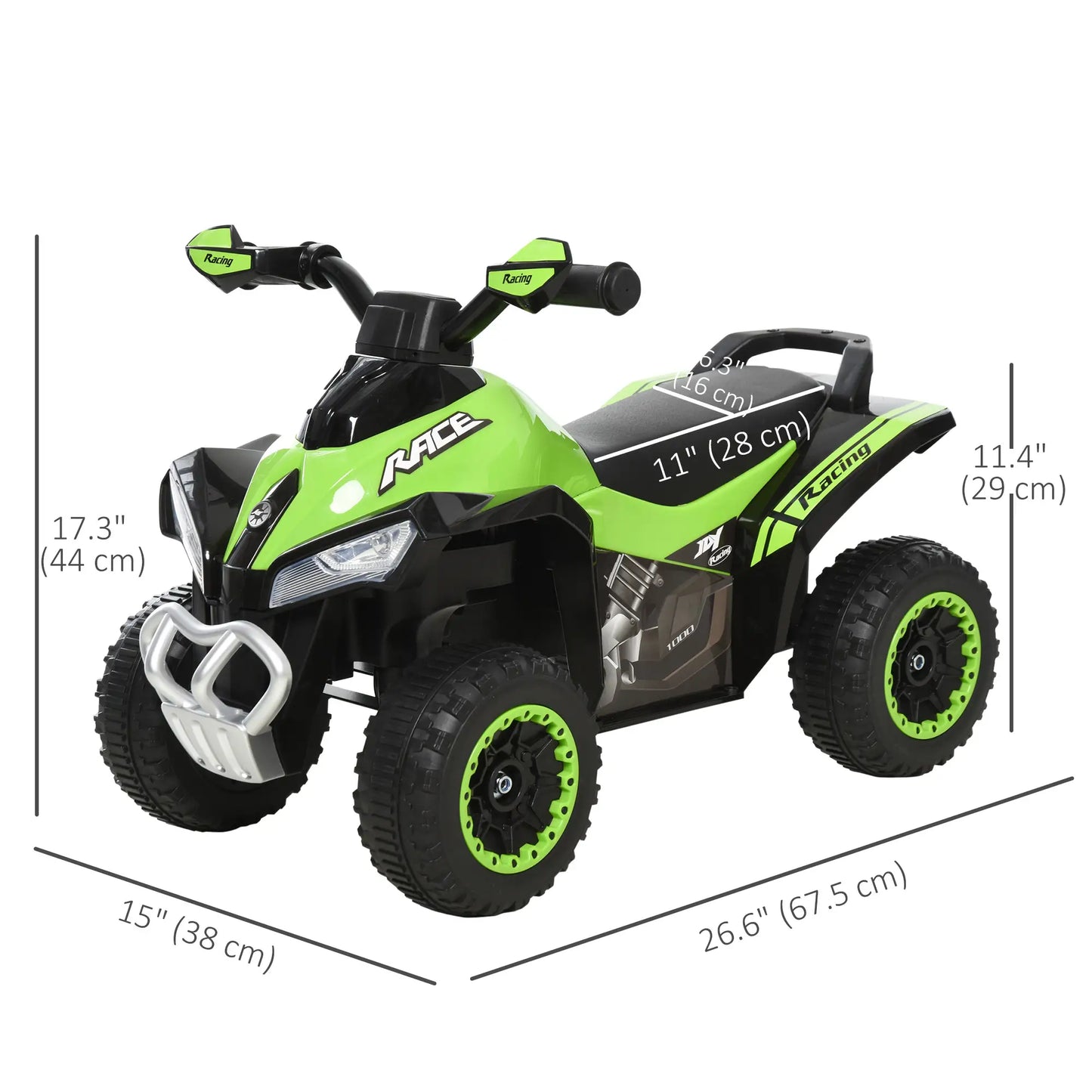 Kids Ride on Car, 4 Wheels, Music, for 18-36 M, Green