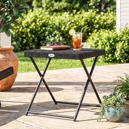 Outdoor PE Rattan Coffee Table, 15.75"x15.75"x15.75", Black Patio Side Tables at Gallery Canada
