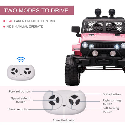 12V Electric Truck, Off Road Remote Control, Adjustable Speed, Ride on Car, Pink Electric Toy Cars at Gallery Canada