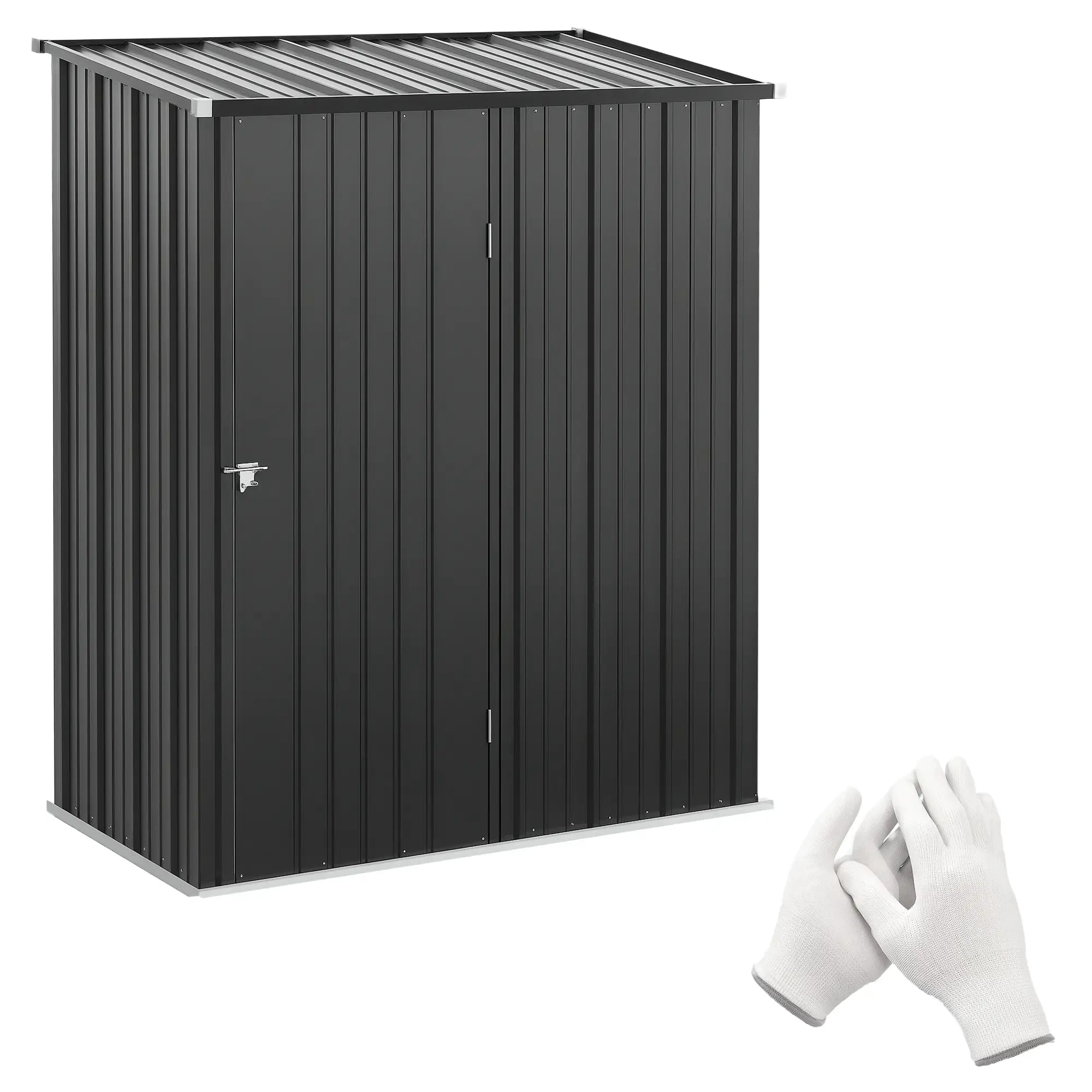 5' x 3' Outdoor Storage Shed, Steel Garden Shed, Lockable Door, Black Sheds Black at Gallery Canada