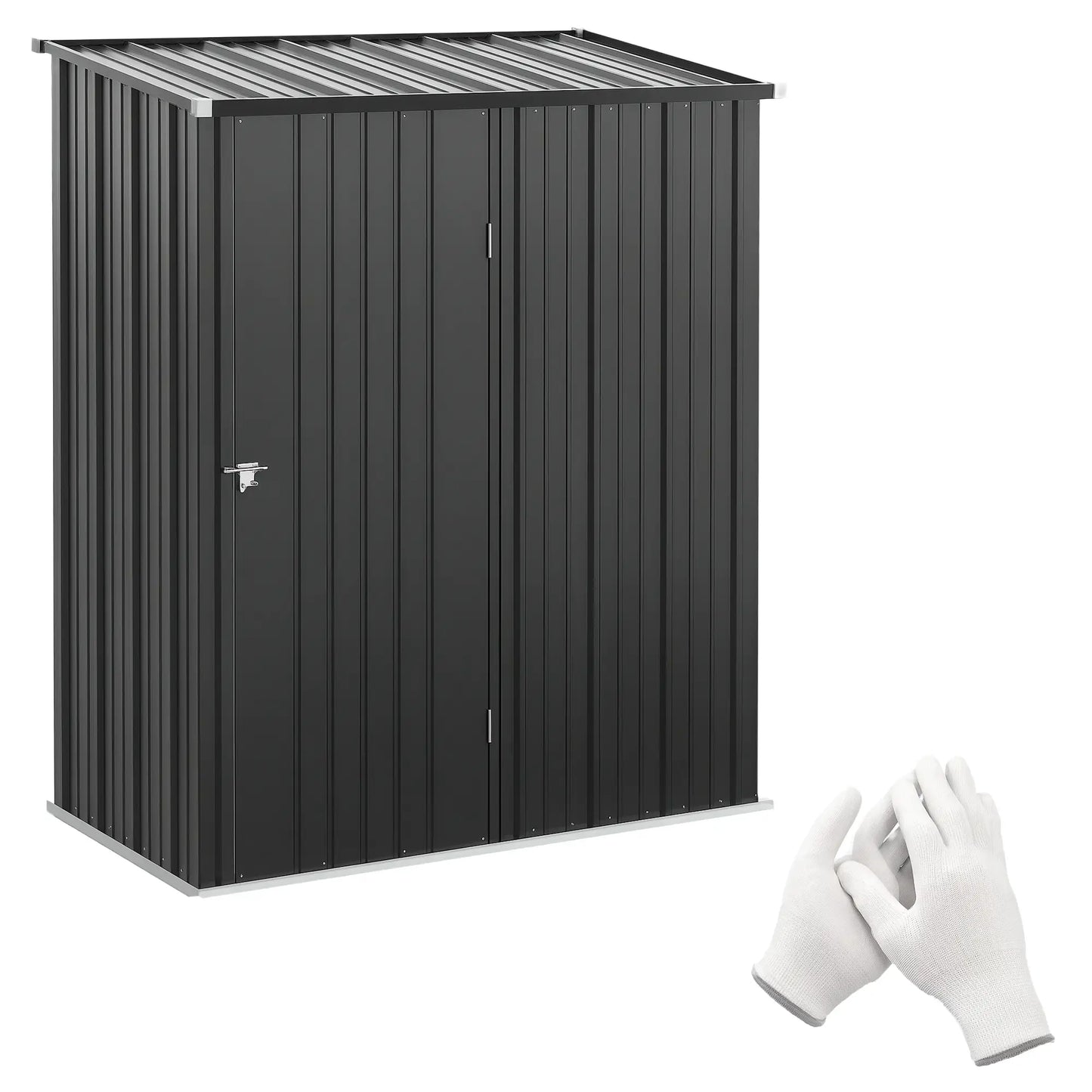5' x 3' Outdoor Storage Shed, Steel Garden Shed, Lockable Door, Black Sheds Black at Gallery Canada