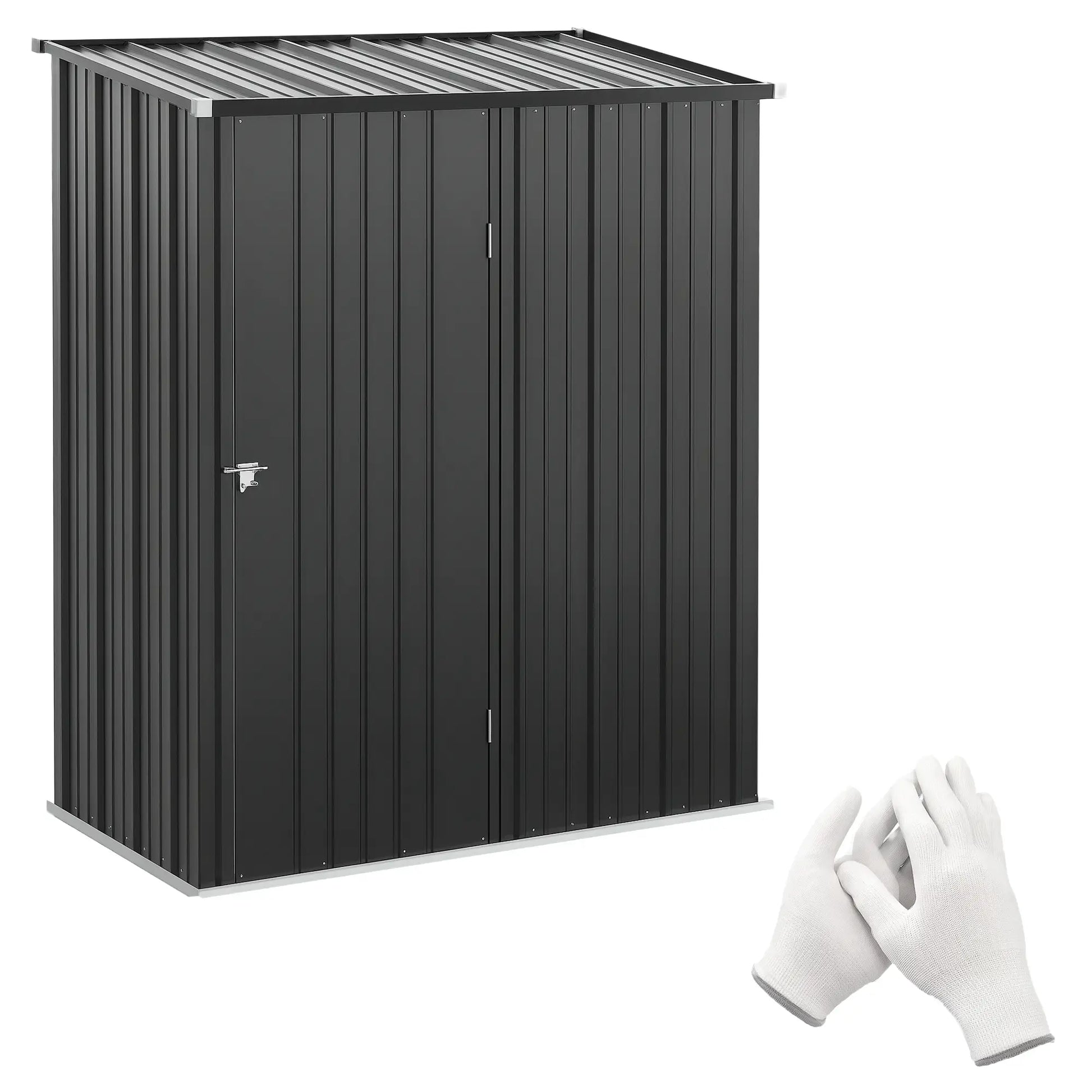 5' x 3' Outdoor Storage Shed, Steel Garden Shed, Lockable Door, Black Sheds Black at Gallery Canada