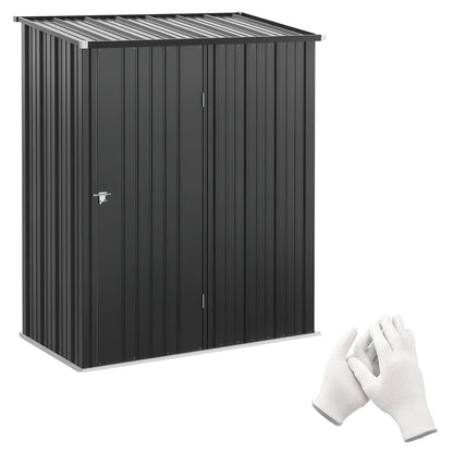 5' x 3' Outdoor Storage Shed, Steel Garden Shed, Lockable Door, Black Sheds Black at Gallery Canada