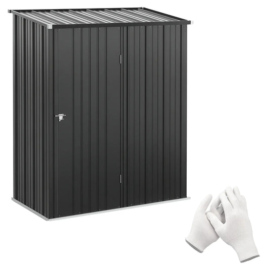 5' x 3' Outdoor Storage Shed, Steel Garden Shed, Lockable Door, Black Sheds Black at Gallery Canada