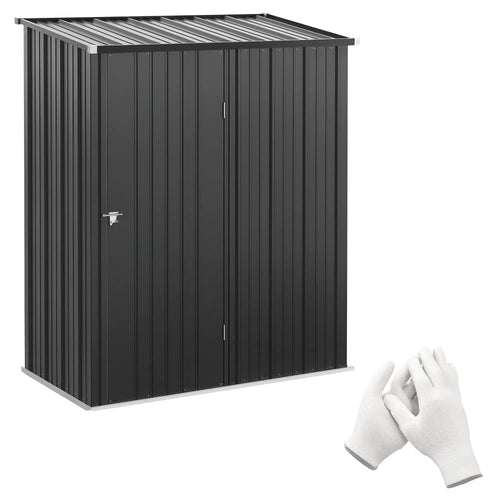 5' x 3' Outdoor Storage Shed, Steel Garden Shed, Lockable Door, Black